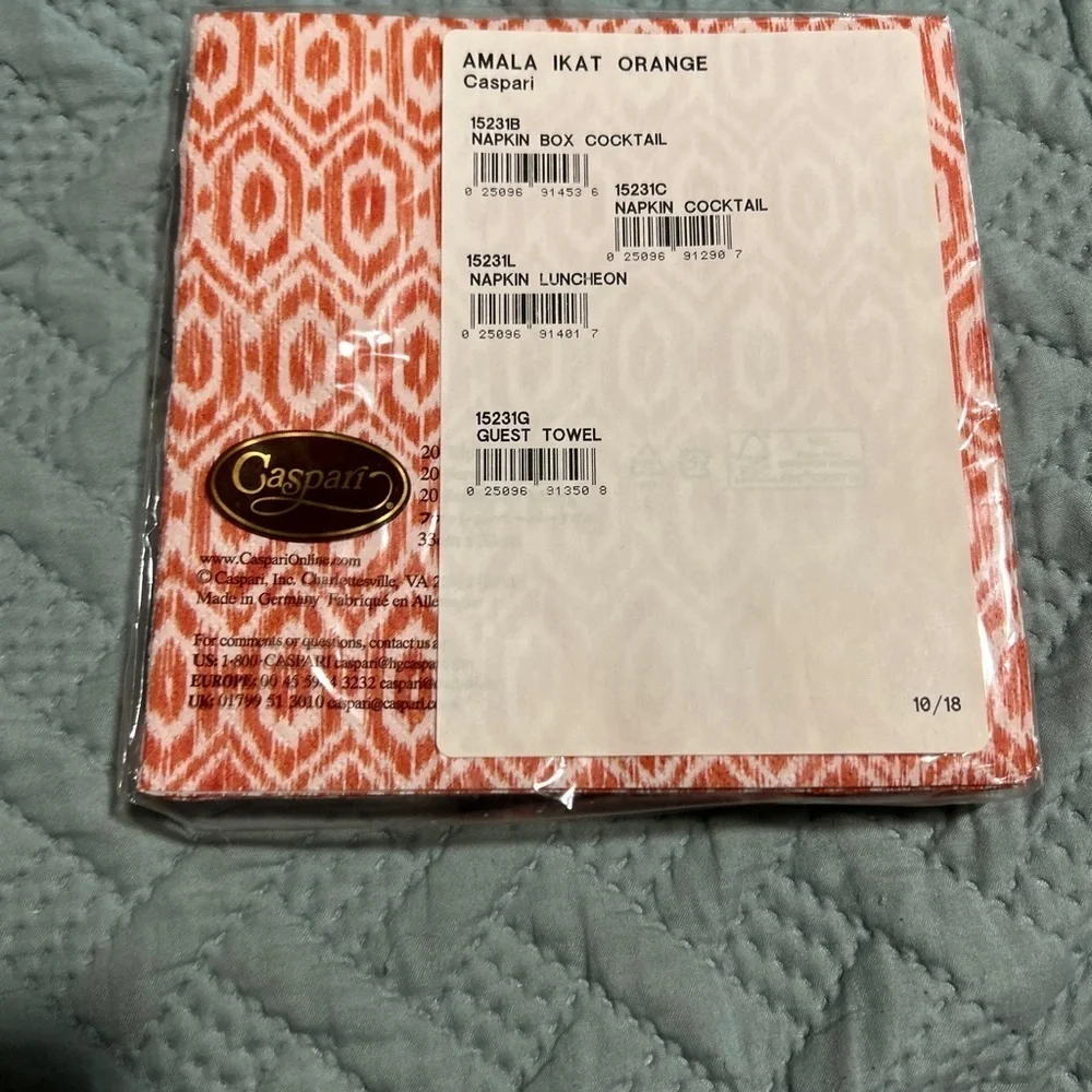 Caspari  20 Triple Ply Napkins 33x33cm Amala Ikat Orange